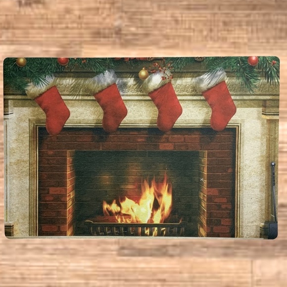 Holiday Doormat Fireplace Christmas Stockings Rectangle 16 X 24 In Multicolor - Picture 2 of 12